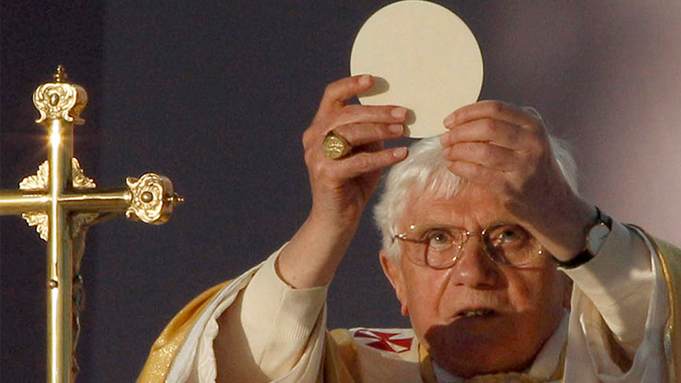 Pope Benedict XVI with wafer